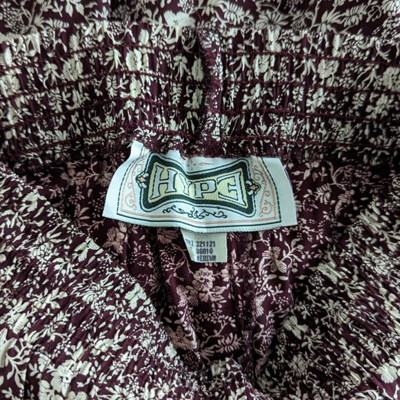 Women's Hype floral palazzo pants, brown, size M - Picture 3 of 4